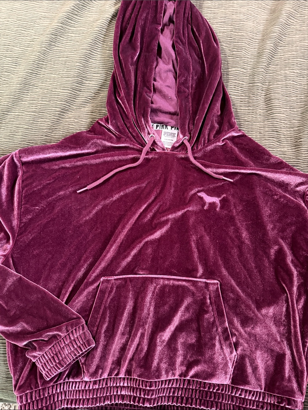 PINK Victoria's Secret Plush Velvet Set in Deep Berry